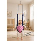 BBS Pembe Yıldız Desenli Bebek Zıpzıp - Yaylı Hoppala ve Gelişim Salıncağı Çelik Dübel ve İp Tam Set