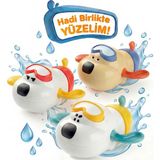 Bbsky 3'lü Sevimli Köpek Banyo Oyuncakları - Premium Abs Plastik ve Bpa Içermez - Kurmalı Mekanizmalı Su Üstünde Yüzen Eğitici Bebek Duş Seti - El-Göz Koordinasyonu Geliştiren Eğlenceli Banyo Arkadaşları - Renkli