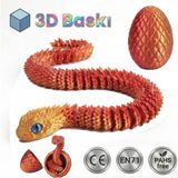 Bbsky Hareketli Kristal Yılan ve Yumurta Seti - 3D Baskı Organik Figür Oyuncak Dekoratif Koleksiyon - 707 Kırmızı