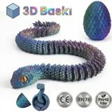 Bbsky Hareketli Kristal Yılan ve Yumurta Seti - 3D Baskı Organik Figür Oyuncak Dekoratif Koleksiyon - Gece Mavisi
