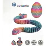 Bbsky Hareketli Kristal Yılan ve Yumurta Seti - 3D Baskı Organik Figür Oyuncak Dekoratif Koleksiyon - Pembe - Turuncu