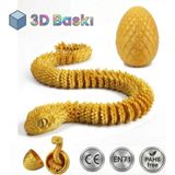 Bbsky Hareketli Kristal Yılan ve Yumurta Seti - 3D Baskı Organik Figür Oyuncak Dekoratif Koleksiyon - Sarı