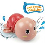 BBSKY Kurmalı Yüzen Yeşil Kaplumbağa Banyo Oyuncağı - Pil Gerektirmez, 18+ Ay Eğitici Su Oyuncağı - Bebek & Çocuklar İçin - Kırmızı