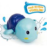 Bbsky Kurmalı Yüzen Yeşil Kaplumbağa Banyo Oyuncağı - Pil Gerektirmez, 18+ Ay Eğitici Su Oyuncağı - Bebek & Çocuklar İçin - Mavi