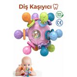 BBSKY Montessori Eğitici Bebek Diş Kaşıyıcı Top Eğitici Bebek Oyuncağı Çıngıraklı Güvenli ABS TPE Malzeme
