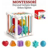 Bbsky Montessori Eğitici Bebek Oyuncakları - 10+ Ay Duyusal Gelişim Küpü, Renkli Meyve ve Şekil Eşleştirme Seti, Ilk Doğum Günü Hediyesi - Beyaz - Kırmızı