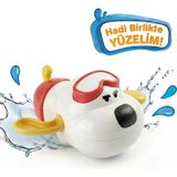 BBSKY Sevimli Köpek Banyo Oyuncağı - Premium ABS Plastik ve BPA İçermez - Kurmalı Mekanizmalı Su Üstünde Yüzen Eğitici Bebek Oyuncağı - El-Göz Koordinasyonu Geliştiren Eğlenceli Banyo Arkadaşı - Kırmızı