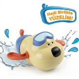 BBSKY Sevimli Köpek Banyo Oyuncağı - Premium ABS Plastik ve BPA İçermez - Kurmalı Mekanizmalı Su Üstünde Yüzen Eğitici Bebek Oyuncağı - El-Göz Koordinasyonu Geliştiren Eğlenceli Banyo Arkadaşı - Mavi