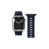 bbtech Apple Watch 10 42mm Uyumlu Silikon Temizlenebilir Dalga Tasarım Delikli Model Akıllı Saat Kordon;Lacivert
