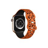 bbtech Apple Watch 10. Nesil 42-44-45-46-49 mm Uyumlu Leopar Desenli Çift Renkli Silikon Akıllı Saat Kordon;Kahverengi
