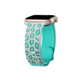 bbtech Apple Watch 10. Nesil 42-44-45-46-49 mm Uyumlu Leopar Desenli Çift Renkli Silikon Akıllı Saat Kordon;Yeşil