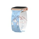 bbtech Apple Watch 10. Nesil 42mm Uyumlu Sevimli Fare Çizgi Film Tema Lazer Kesim Çift Renk Silikon Kordon;Mavi