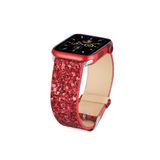 bbtech Apple Watch 1/2/3/4/5/6/7/SE/8/9 Uyumlu 38-40-41mm Payetli Parıltılı Pullu Deri Akıllı Saat Kordon;Kırmızı