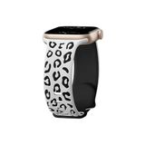 bbtech Apple Watch 38-40-41 mm Uyumlu Leopar Desenli Çift Renkli Esnek Silikon Akıllı Saat Kordon;Antrasit