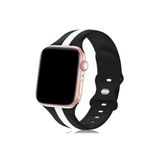bbtech Apple Watch 38/40/41 MM ile Uyumlu Sport Çizgili Silikon Saat Kordonu;Beyaz