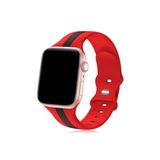 bbtech Apple Watch 38/40/41 MM ile Uyumlu Sport Çizgili Silikon Saat Kordonu;Kırmızı