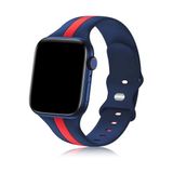 bbtech Apple Watch 38/40/41 MM ile Uyumlu Sport Çizgili Silikon Saat Kordonu;Lacivert