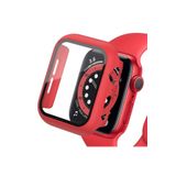 bbtech Apple Watch 4./5./6./SE Nesil Uyumlu 44 mm Kasa Koruyuculu Camlı Ekran Koruyucu;Kırmızı
