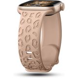 bbtech Apple Watch 41/40/38 Mm Series 10(42MM)/9/8/7/SE/6/5/4/3 Uyumlu Leopar Desenli Silikon Kordon Tiger;Bej