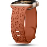 bbtech Apple Watch 41/40/38 Mm Series 10(42MM)/9/8/7/SE/6/5/4/3 Uyumlu Leopar Desenli Silikon Kordon Tiger;Kahverengi