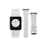 bbtech Apple Watch 42/44/45/49 MM ile Uyumlu Işıltılı Taş ve Sim Kaplı Şık ve Zarif Deri Saat Kordonu;Beyaz