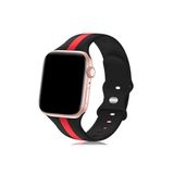 bbtech Apple Watch 42/44/45/49 MM ile Uyumlu Sport Çizgili Silikon Saat Kordonu;Koyu Kırmızı