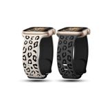 bbtech Apple Watch 9 8 7 6 5 4 3 2 Se 38 40 41 MM Leopar Desenli Silikon Kordon;Siyah