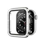 bbtech Apple Watch 9/8/7 Seri Tam Uyum 45mm Taş İşlemeli Parlak Şık Göz Alıcı Kasa Ekran Koruyucu;Gümüş