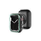 bbtech Apple Watch 9/8/7 Seri Uyumlu 45mm Neon Fosfor Çerçeve Şeffaf Kasa Ekran Koruyucu;Açık Mavi