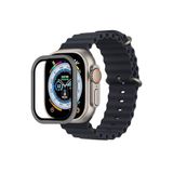 bbtech Apple Watch Ultra 49mm ile Birebir Uyumlu Metal Çerçeveli Temperli Cam Renkli Ekran Koruyucu;Gri