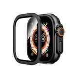 bbtech Apple Watch Ultra 49mm ile Birebir Uyumlu Metal Çerçeveli Temperli Cam Renkli Ekran Koruyucu;Siyah