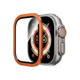 bbtech Apple Watch Ultra 49mm ile Birebir Uyumlu Metal Çerçeveli Temperli Cam Renkli Ekran Koruyucu;Turuncu