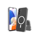 bbtech Galaxy S24 Plus ile Uyumlu Kablosuz Şarj Magsafe Özellikli Şeffaf Silikon Kılıf;Transparan