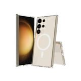 bbtech Galaxy S24 Ultra ile Uyumlu Kablosuz Şarj Magsafe Özellikli Şeffaf Silikon Kılıf;Transparan-2