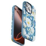 bbtech iPhone 14 Pro Max Uyumlu Çiçek Desenli Soft Dokulu Yumuşak Silikon Kılıf Floral Desen Arka Kapak;Mavi