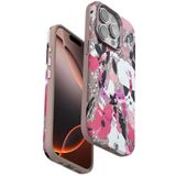 bbtech iPhone 14 Pro Max Uyumlu Çiçek Desenli Soft Dokulu Yumuşak Silikon Kılıf Floral Desen Arka Kapak;Pembe