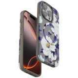 bbtech iPhone 14 Pro Uyumlu Çiçek Desenli Soft Dokulu Yumuşak Silikon Kılıf Floral Desen Arka Kapak;Gri