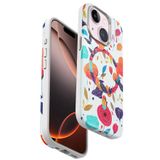 bbtech iPhone 14 Uyumlu Çiçek Desenli Soft Dokulu Yumuşak Silikon Kılıf Floral Desen Arka Kapak;Beyaz