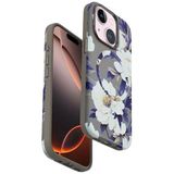bbtech iPhone 15 Plus Uyumlu Çiçek Desenli Soft Dokulu Yumuşak Silikon Kılıf Floral Desen Arka Kapak;Gri