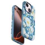 bbtech iPhone 15 Plus Uyumlu Çiçek Desenli Soft Dokulu Yumuşak Silikon Kılıf Floral Desen Arka Kapak;Mavi