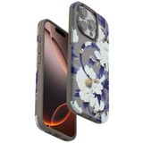 bbtech iPhone 15 Pro Max Uyumlu Çiçek Desenli Soft Dokulu Yumuşak Silikon Kılıf Floral Desen Arka Kapak;Gri