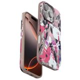 bbtech iPhone 16 Pro Max Uyumlu Çiçek Desenli Soft Dokulu Yumuşak Silikon Kılıf Floral Desen Arka Kapak;Pembe