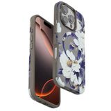 bbtech iPhone 16 Pro Uyumlu Çiçek Desenli Soft Dokulu Yumuşak Silikon Kılıf Floral Desen Arka Kapak;Gri