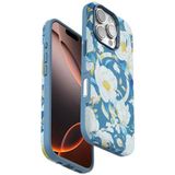 bbtech iPhone 16 Pro Uyumlu Çiçek Desenli Soft Dokulu Yumuşak Silikon Kılıf Floral Desen Arka Kapak;Mavi