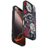 bbtech iPhone 16 Pro Uyumlu Çiçek Desenli Soft Dokulu Yumuşak Silikon Kılıf Floral Desen Arka Kapak;Siyah