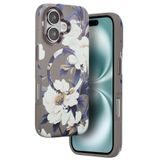 bbtech iPhone 16 Uyumlu Çiçek Desenli Soft Dokulu Yumuşak Silikon Kılıf Floral Desen Arka Kapak;Gri