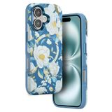bbtech iPhone 16 Uyumlu Çiçek Desenli Soft Dokulu Yumuşak Silikon Kılıf Floral Desen Arka Kapak;Mavi