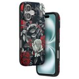 bbtech iPhone 16 Uyumlu Çiçek Desenli Soft Dokulu Yumuşak Silikon Kılıf Floral Desen Arka Kapak;Siyah