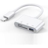 bbtech Type-C Kart Okuyucu MacBook Telefon Bilgisayar Tablet Uyumlu Type-C To USB / Sd / Tf - Beyaz