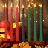 BBTO 7 Adet Kwanzaa Kinara Seti Alevsiz Akülü Elektrikli Mumlar Dumansız Uzun Mum Alevsiz LED Şamdanlar Tatiller Ev Dekorasyonu için Alevsiz LED Şamdanlar (Vida İpliği Stili)